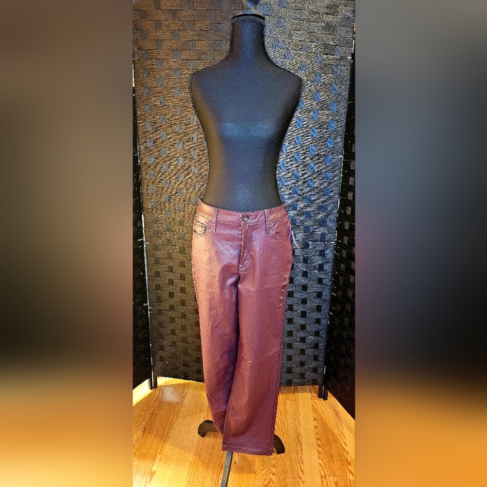 Maurice Pleather Women's Burgundy Jeans